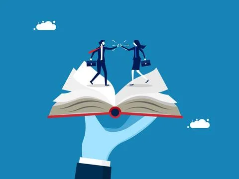 New Employee Procedures or Rules. Handshake Guide for Businessmen and New E.. Illustrazione stock