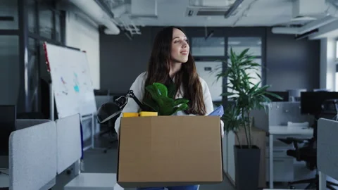 New employee.Woman walks through the open space and looks at her new workplace Stock Footage 236988024