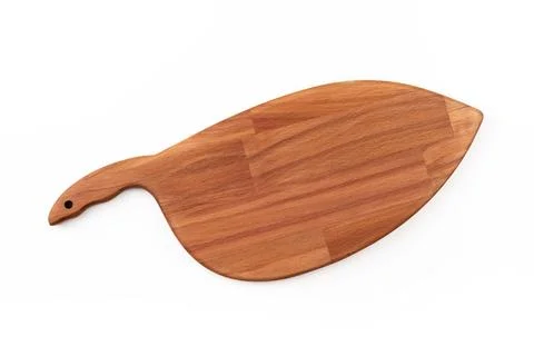 A new empty cutting board on a white background. Top view. Stock Photos
