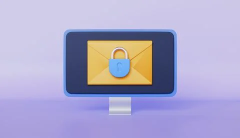 New Encrypted Email on Computer Screen, Email Digital Protection Concept 스톡 일러스트