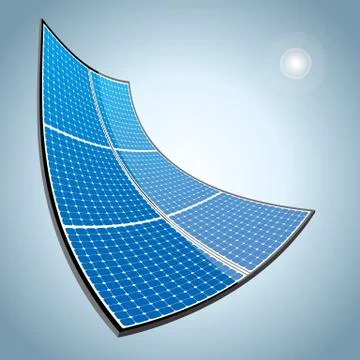 New energy concept design.Vector drawn solar panels. Stock Illustration