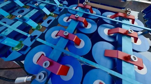 New energy solid-state battery module 3D animation Stock Footage 313771652