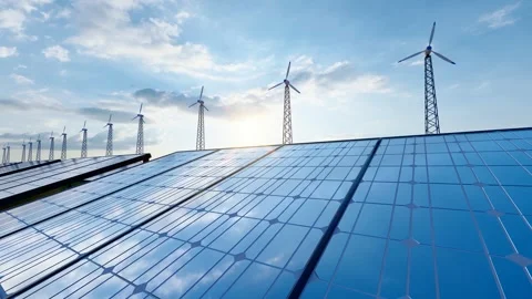 New energy State Grid solar wind photovoltaic power generation Stock Footage 333875917