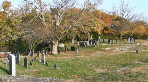 New England cemetery in the fall Stock Footage 8679463