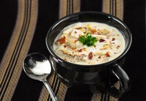 New england clam chowder Stock Photos