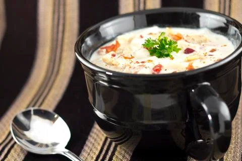 New england clam chowder Stock Photos