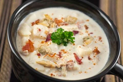 New england clam chowder Stock Photos