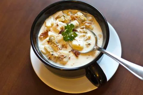 New england clam chowder Stock Photos