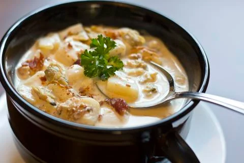 New england clam chowder Stock Photos