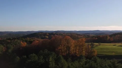 New England Fall Foliage And Field Panorama At Sunset Stock Footage 330066392