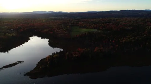New England Fall Foliage Drone 4K Stock Footage 122464985