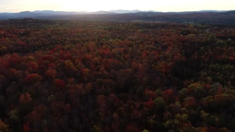 New England Fall Foliage Drone 4K Stock Footage 122466433