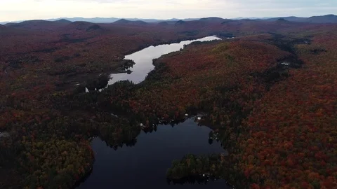 New England Fall Foliage Drone 4K Stock Footage 122471073
