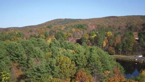 New England Fall Foliage Panorama Over the Mohawk Trail Stock Footage 330066395