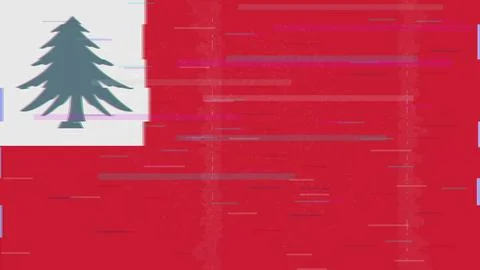 New England Glitch Flag Vector - RGB Split Digital Video Frame Design Stock Illustration