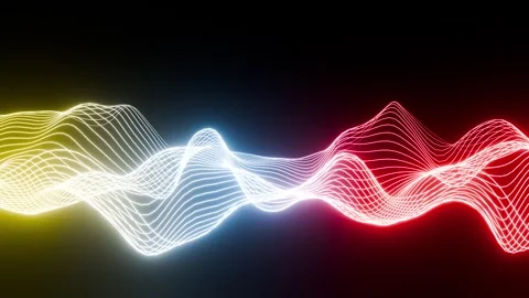 New Equalizer yellow with red and blue waved VJ loop background0001-0600 Stock Footage 340066756