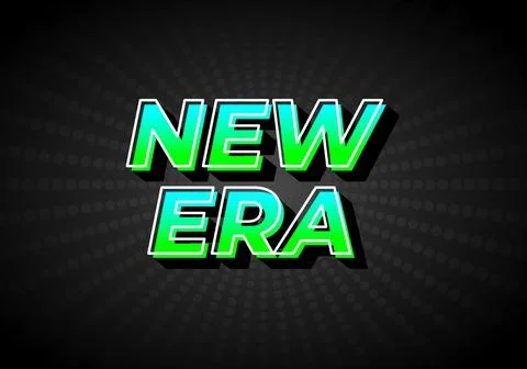 New era. Text effect in gradient green blue color, 3D look. Dark background Stock Illustration