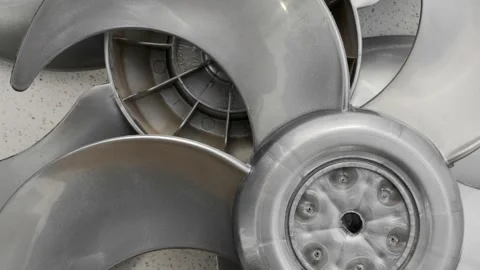 New fan impeller, disassembled into a technical composition, ready for asse.. Stock Footage 260821872