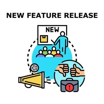New feature release concept development and feedback Illustrazione stock