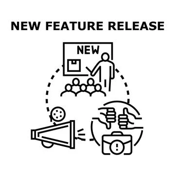 New feature release concept development and feedback Illustrazione stock