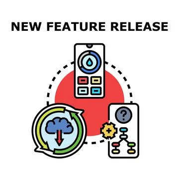 New feature release concept with mobile application development 库存插图