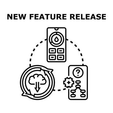 New feature release concept with mobile application development Stock Illustration