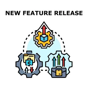New feature release strategy developing software product Stock Illustration