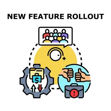 New feature rollout process icon concept Stock Illustration