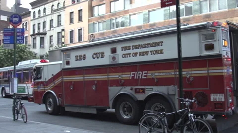 New Fire Department attend a fire Stock Footage 44115932
