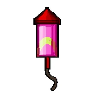 New firework rocket pixel art vector illustration Illustrazione stock
