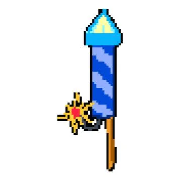 New firework rocket pixel art vector illustration イラスト素材