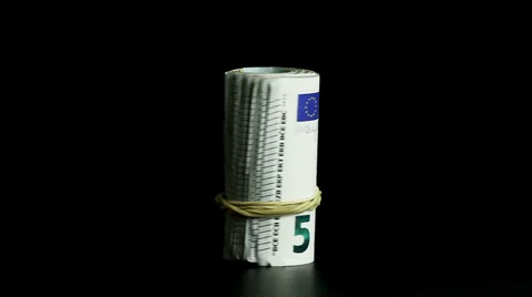 New Five Euros Notes, spinning loopable video Stock Footage 34605977