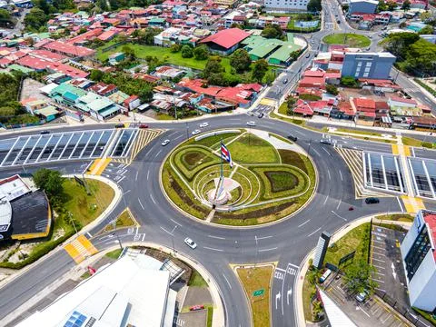 New Flag roundabout in Costa Rica, Rotonda de la bandera, Stock Photos