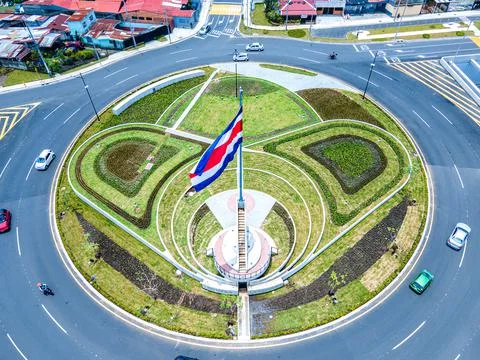 New Flag roundabout in Costa Rica, Rotonda de la bandera, Stock Photos
