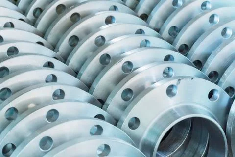 New flanges in the workshop of the plant Foto stock