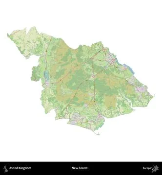 New Forest, United Kingdom, isolated on white. OpenStreetMap German 스톡 일러스트
