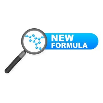 New Formula Concept with Molecule Under Magnifying Glass.Vector illustration Stock Illustration