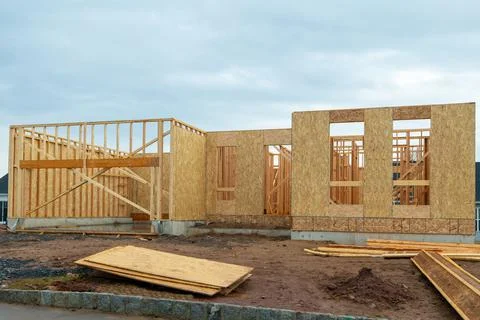New framing construction of a house Stock Photos