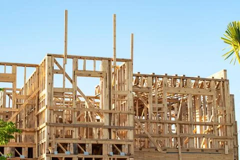 New framing construction of a house Stock Photos