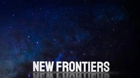 The  New frontiers text on space Background 3d rendering. Stock Photos