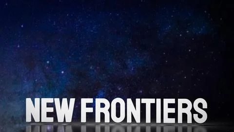 The  New frontiers text on space Background 3d rendering. Stock Photos