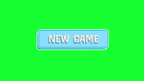 NEW GAME button 3D click animation on green screen background. Modern cyan .. Stock Footage 341492640