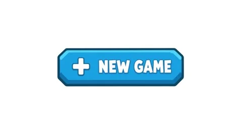 New game button animated blue UI button with plus add icon clicking 4k isol.. Stock Footage 341906223