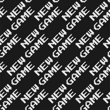 New game seamless pattern. Vector pixel art background inscription from 8 bit 스톡 일러스트