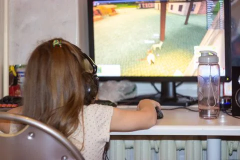 The new generation chooses computer online games Stock Photos
