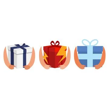 NEW GIFT BOX IN HANDS Stock Illustration