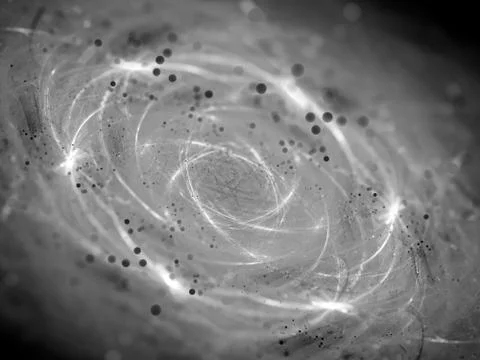 New glowing quantum technology with particles black and white effect Stock Illustration