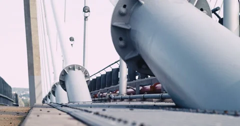 The New Goethals Bridge. Massive cable stayed structure, Low angle. Stock Footage 159737760