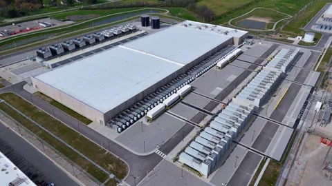 New Google data center expansion, building new hyperscale cloud computing in Stock Footage 336208186