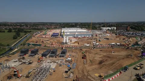 The new Google data centre under construction (Aug 24), Waltham Cross, UK Stock Footage 282800297